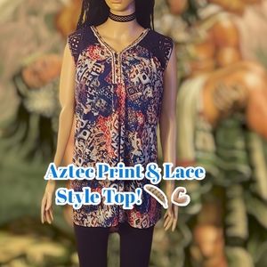 Plus Size Aztec Style Tant Top - Size 26/28.🪶🏜️🌄